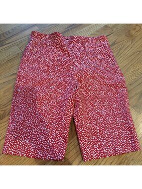 KIM ROGERS WOMENS RED POLKA DOT BERMUDA PULL ON SHORTS SIZE 12